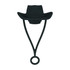 A black silicone straw cover shaped like a brim hat, featuring an attached loop for easy handling.