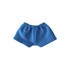 Blue plush shorts featuring an elastic waistband, made from a soft fabric, with a plain design and no logos.