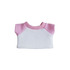 A plush doll raglan t-shirt in white with pink sleeves. Features a ribbed collar and has a logo.