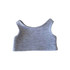 A grey basic tank top with a wide neckline and no sleeves, featuring a simple, knitted design.