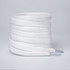 A set of white shoelaces with grey tips, neatly coiled together. The shoelaces have a textured appearance.