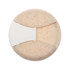 A reusable coffee cup in beige with a textured finish and a white band, featuring a logo.