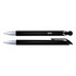 A pair of black plastic pens with silver accents, featuring different styles of pen tips and clips.