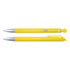 A set of yellow plastic pens with silver accents, featuring a click mechanism and a sleek design.
