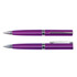 A metallic pen in a vibrant purple color with silver accents and a clip. Two pens are displayed side by side.