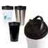 A drink bottle set featuring three Milano Vacuum Cups in white, black, and stainless steel with a black lid and handle.