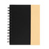 A Trek Notebook featuring a black cover with a contrasting tan section, spiral binding on the side.