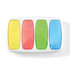 A set of four highlighters in yellow, red, green, and blue, arranged in a compact case.