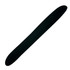 A black pen with a smooth, elongated design, featuring a simple logo on its body.