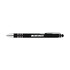 A stylus pen featuring a sleek black design with silver accents and an engraved logo.