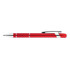 A red metal pen with silver accents and a clip, featuring a textured grip. It has a logo on the barrel.