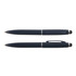 A set of Starion metal pens featuring a sleek dark blue design, including a ballpoint variant and a stylus tip option.