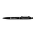 A metal pen in black with a clip and a stylus tip, featuring branding on the side.