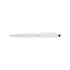 A white stylus pen with a black tip and metallic accents, featuring a clip and branding.