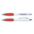 A set of two Viva Pens featuring a white barrel with contrasting red grips and chrome accents.
