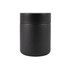 A sleek black food container with a smooth, matte finish and a matching lid.