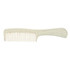 A light green comb with wide and fine teeth, featuring a textured handle and a natural finish.