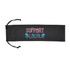 A black drawstring pouch with "SUPPORT LOCAL" printed in pink and blue. It features a simple design.