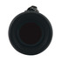 A Bluetooth speaker with a sleek, black design featuring a cylindrical shape and a removable strap for easy carrying.