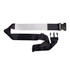 A luggage strap featuring a black and white design with adjustable buckles for secure fastening.