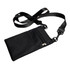 A black neck pouch featuring a large compartment and a mesh pocket, complete with a detachable strap for easy carrying.
