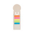 A bookmark designed in the shape of a milk carton, featuring five colorful sticky note tabs and a ruler along one side.