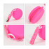 A pink silicone pouch with a zip closure and a strap featuring decorative elements and holes for attachment.