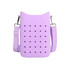 A purple silicone phone bag with holes, featuring a strap and a simple, modern design.