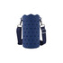A drink bottle bag in navy blue with star cut-outs and a shoulder strap, featuring a logo.