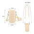 A drink bottle bag in a light beige colour with a star pattern and adjustable strap, featuring a logo.