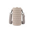 A drink bottle bag in light beige with star cut-outs, featuring a shoulder strap and a simple logo.