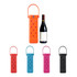 A drink bottle bag in orange, pink, blue, black, and grey. Each features a handle and multiple holes for ventilation.