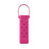 A drink bottle bag in vibrant pink featuring holes and a handle, designed for carrying bottles.