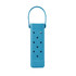 A drink bottle bag in bright blue with holes and a handle, designed for carrying wine bottles.