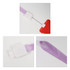 A retractable lanyard in lavender with a red attachment and white casing. Features a smooth retracting mechanism.