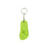 A keyring shaped like a thong in bright green, attached to a metal ring. It features a simple design with no branding visible.