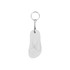 A white thongs-shaped keyring with a silver chain and keyring attachment.