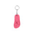 A pink thong-shaped keyring with a silver keychain attachment.