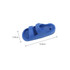 A blue clog shoe charm, measuring 8.8 cm by 3.8 cm, featuring a textured design and strap details.