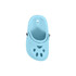 A blue clog shoe-shaped charm featuring ventilation holes and a smooth finish. The charm has a small attachment point.