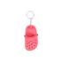 A pink classic clog shoe keyring with a metal keychain attachment. Features ventilation holes and a sleek design.