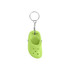 A lime green clog shoe keyring with a metal keyring attachment. The keyring features a small croc-style shoe design.