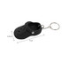 A black clog shoe keyring made of rubber, measuring 7cm in length and 3.4cm in height, attached to a keychain.
