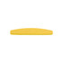 A yellow half-moon shaped sponge nail file with a smooth surface and a rounded edge, featuring a simple design.