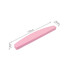 A pink half moon-shaped nail file with dimensions 178mm x 28mm x 11.6mm, featuring a logo.