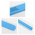 A blue sponge straight shape nail file with a fine and coarse side, featuring a small logo.