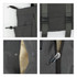 A grey tote bag featuring yoga mat straps, zip closure, and a snap button pocket. Includes adjustable straps and logo.
