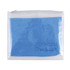 A pouch containing a blue Supa Cham chamois. The pouch features a transparent design with a zip closure and branding.