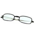 Folding reading glasses with a black frame and clear lenses, featuring a slim design.