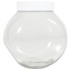 A plastic container with a white lid, featuring a round, transparent design.